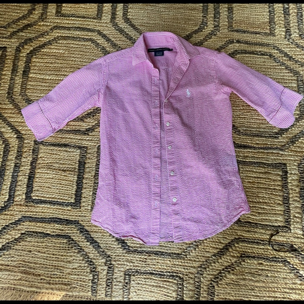 Ralph Lauren Pink Checkered button up Polo